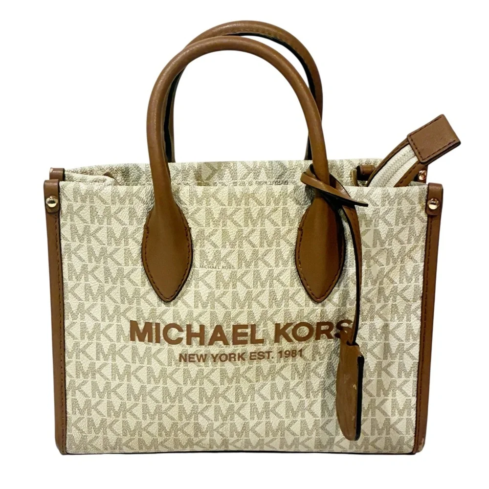 Michael Kors MK Small Vanilla Messenger Handbag Bag Purse‎ Shopper Lady